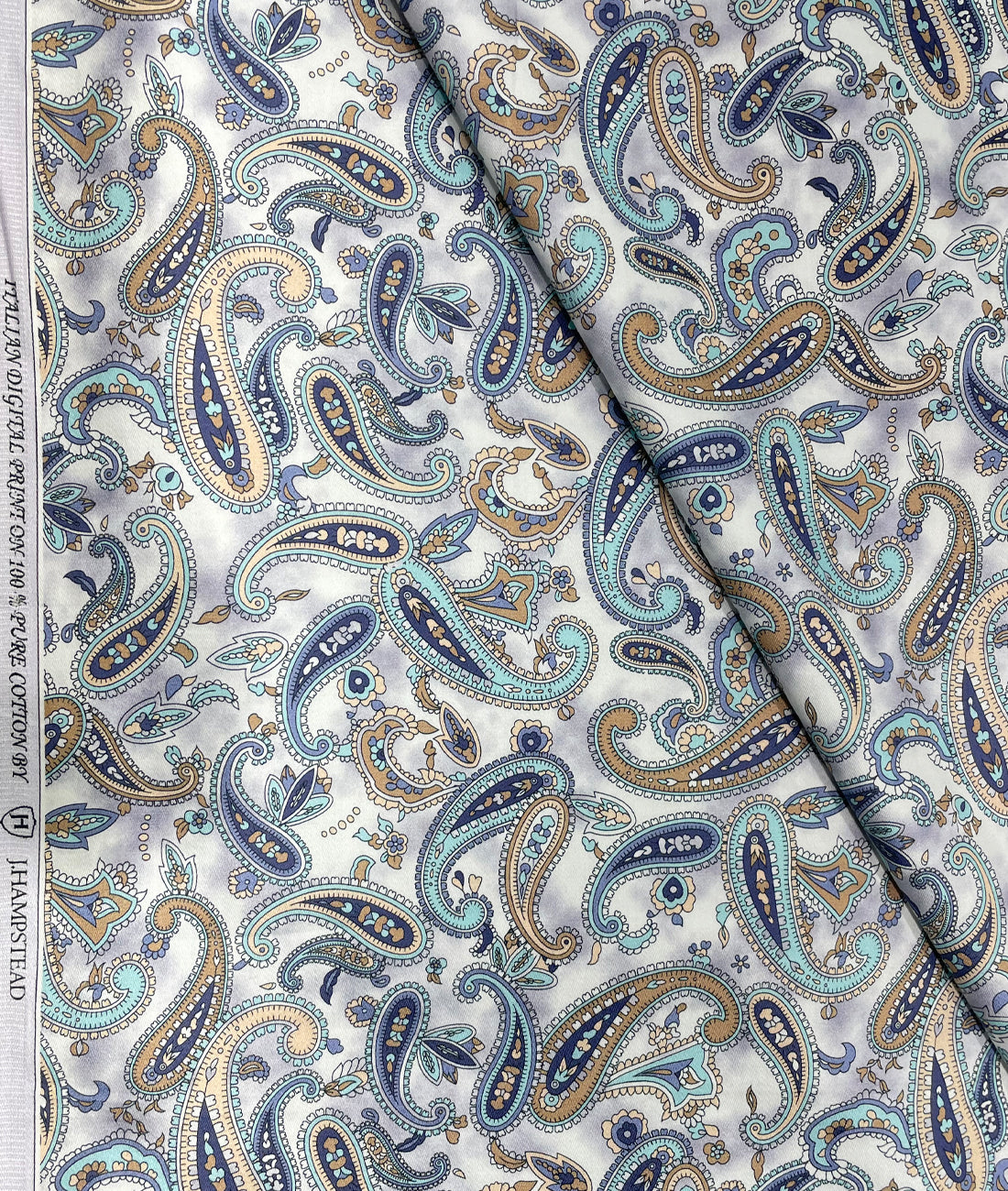 J.Hampstead Luxury Giza Cotton Paisley Printed Men's Unstitched Fabric