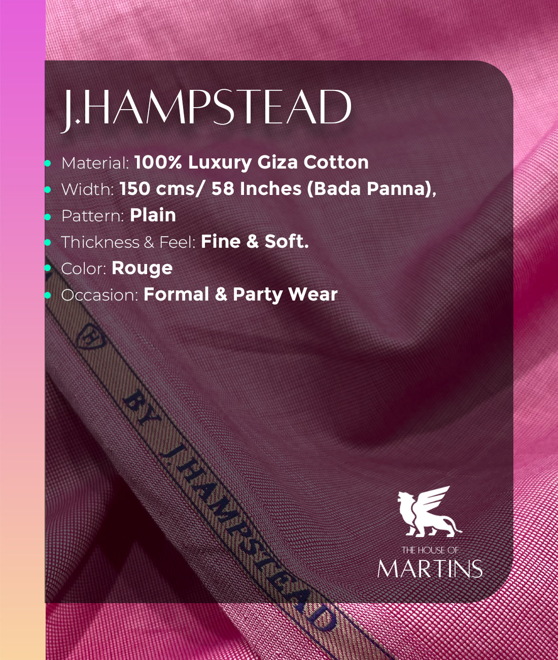 J. Hampstead Premium Giza Cotton Fabric for Men's