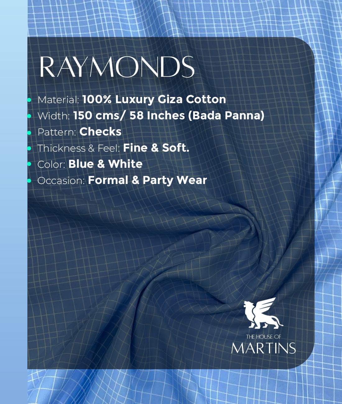 Raymond Small Checks Premium Fabric for Men's Shirt