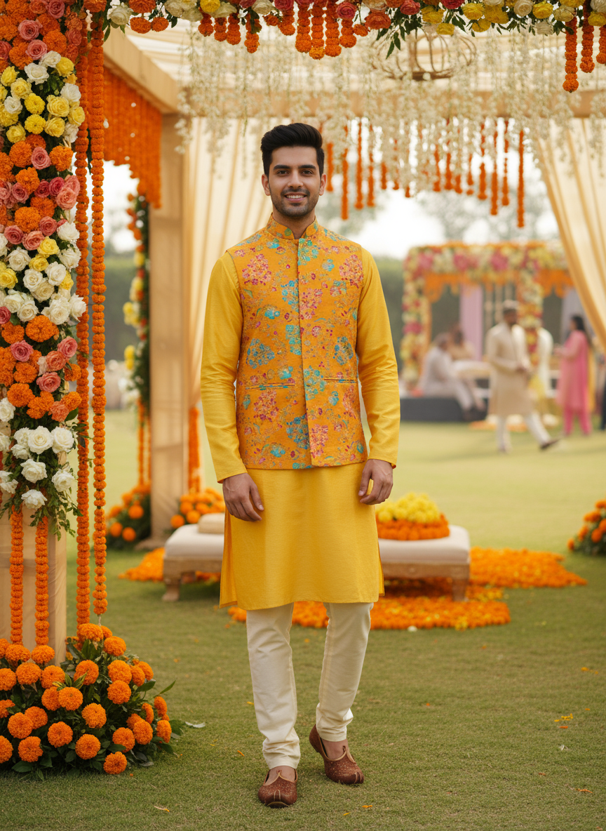 Kurta Sadri Outfit for Haldi Ceremony