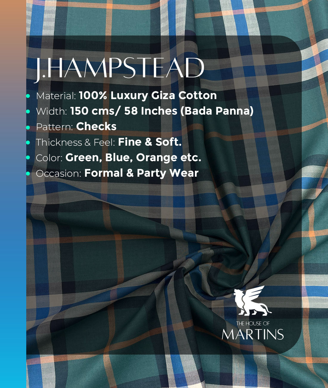 J.Hampstead Checks Luxe Edition Giza Cotton Fabric