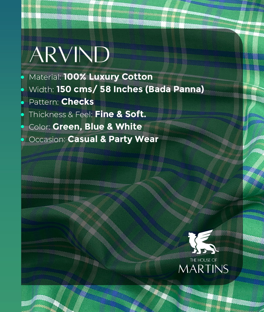 Arvind Checks Premium Cotton Fabric for Shirt