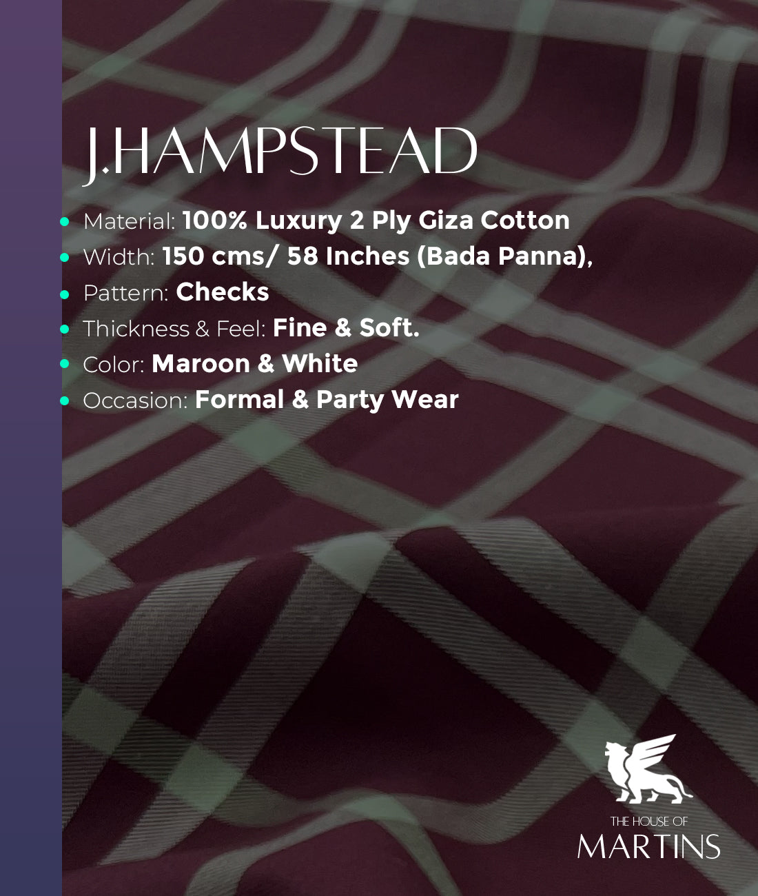 J.Hampstead Luxury Cotton Big Checks Men's Fabric