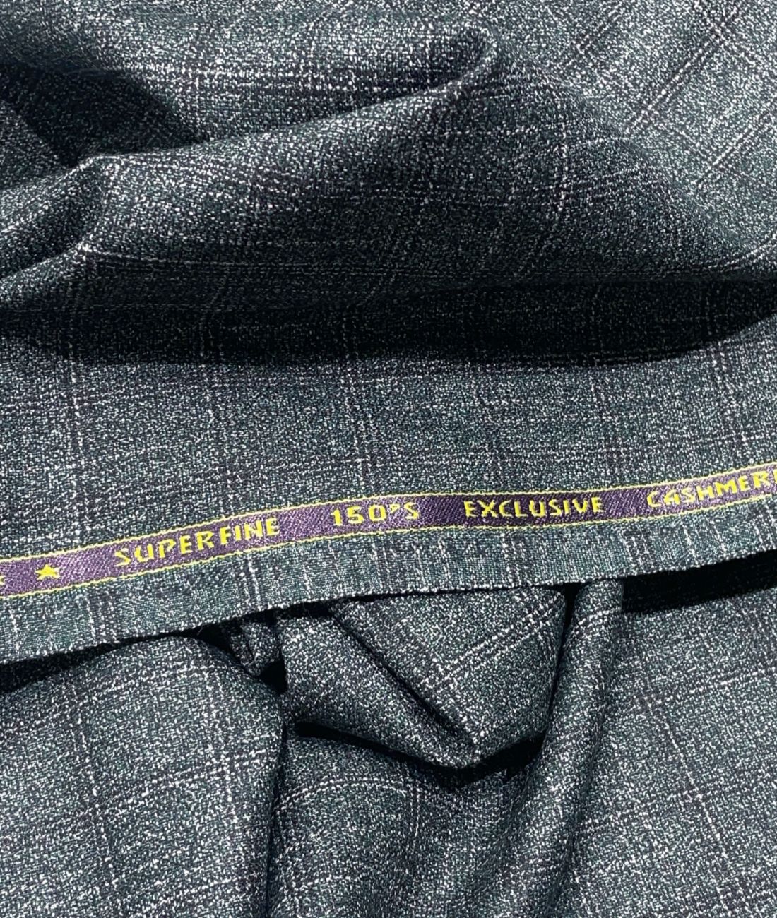 Spaadaa 150s Green Cashmere Wool Blend Checks Fabric