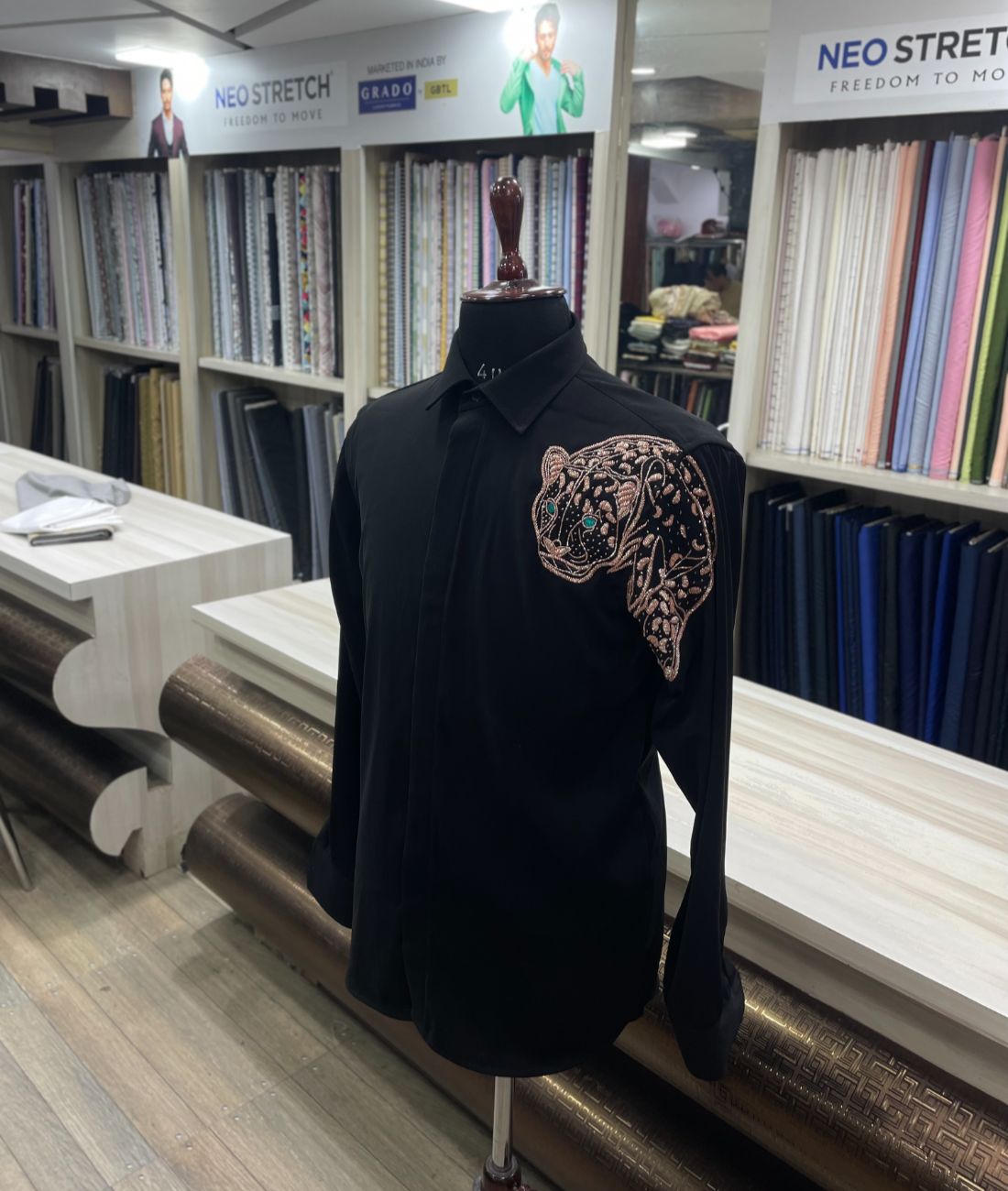 Lion Hand Embroidered Designer Shirt for Clubbing