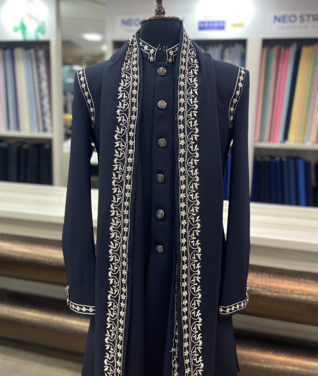 Heavy Traditional Hand Embroidered Sherwani with Shawl