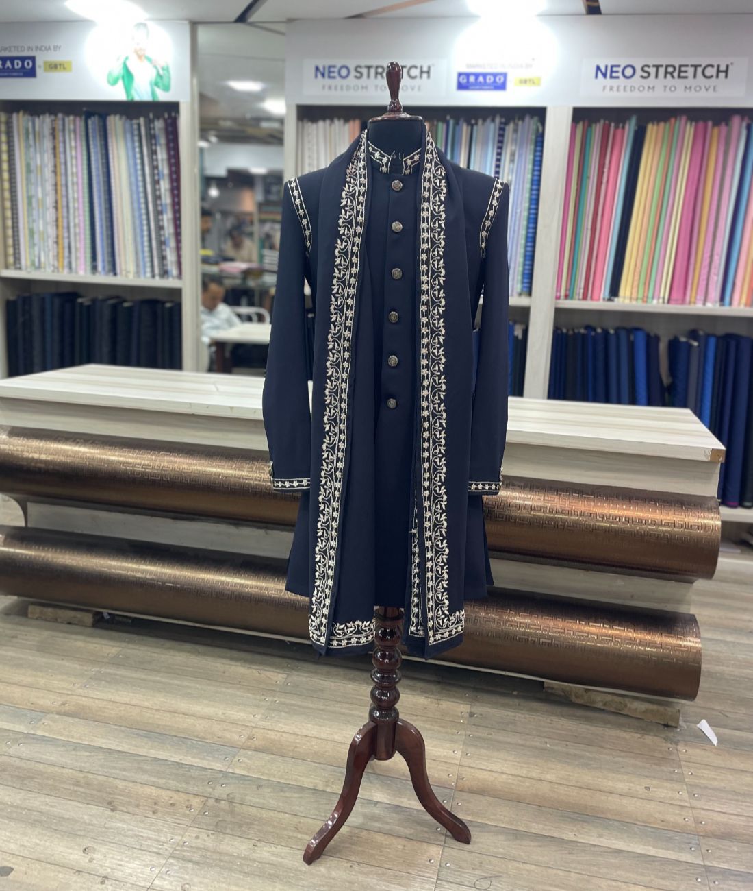 Heavy Traditional Hand Embroidered Sherwani with Shawl