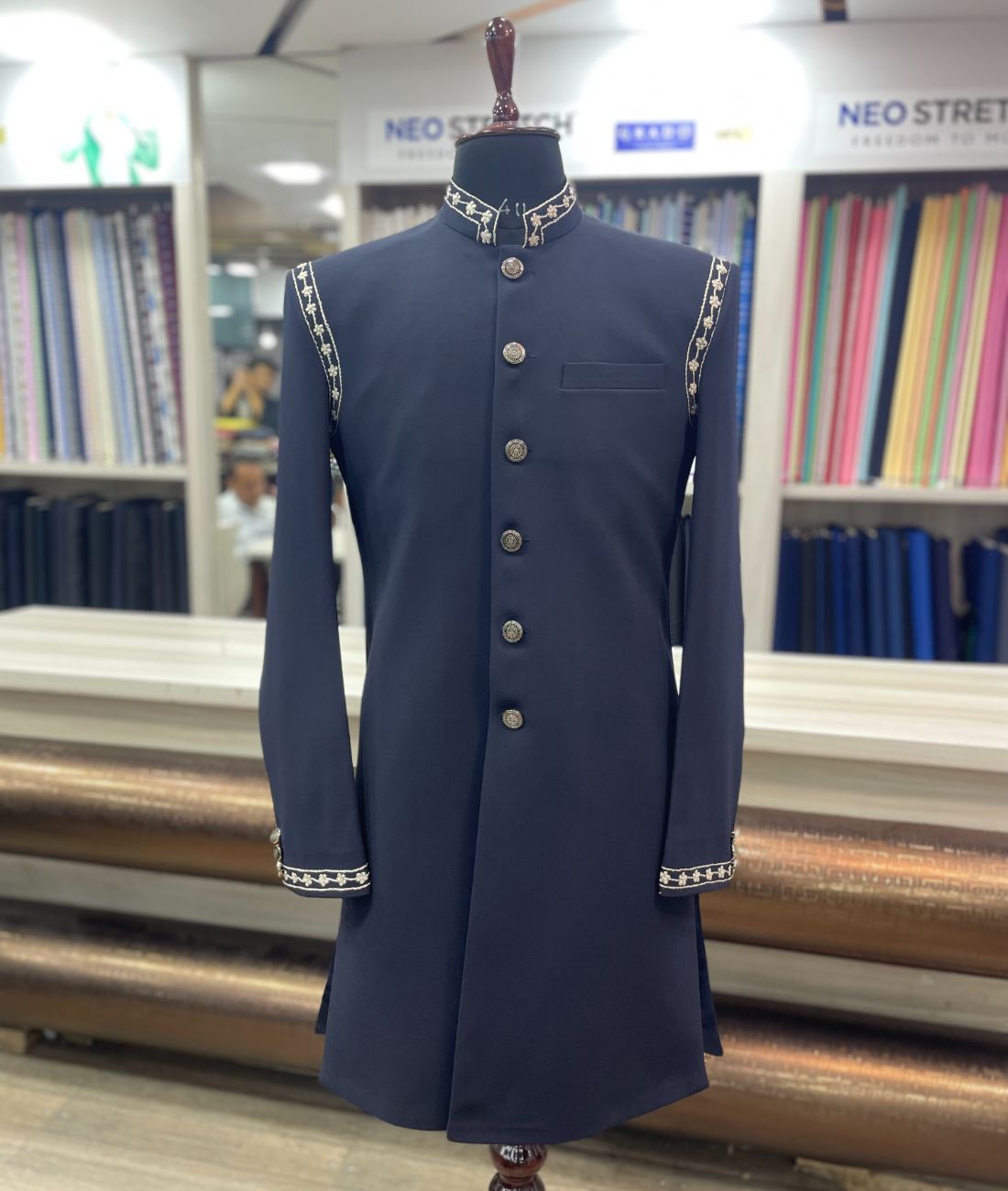 Heavy Traditional Hand Embroidered Sherwani with Shawl