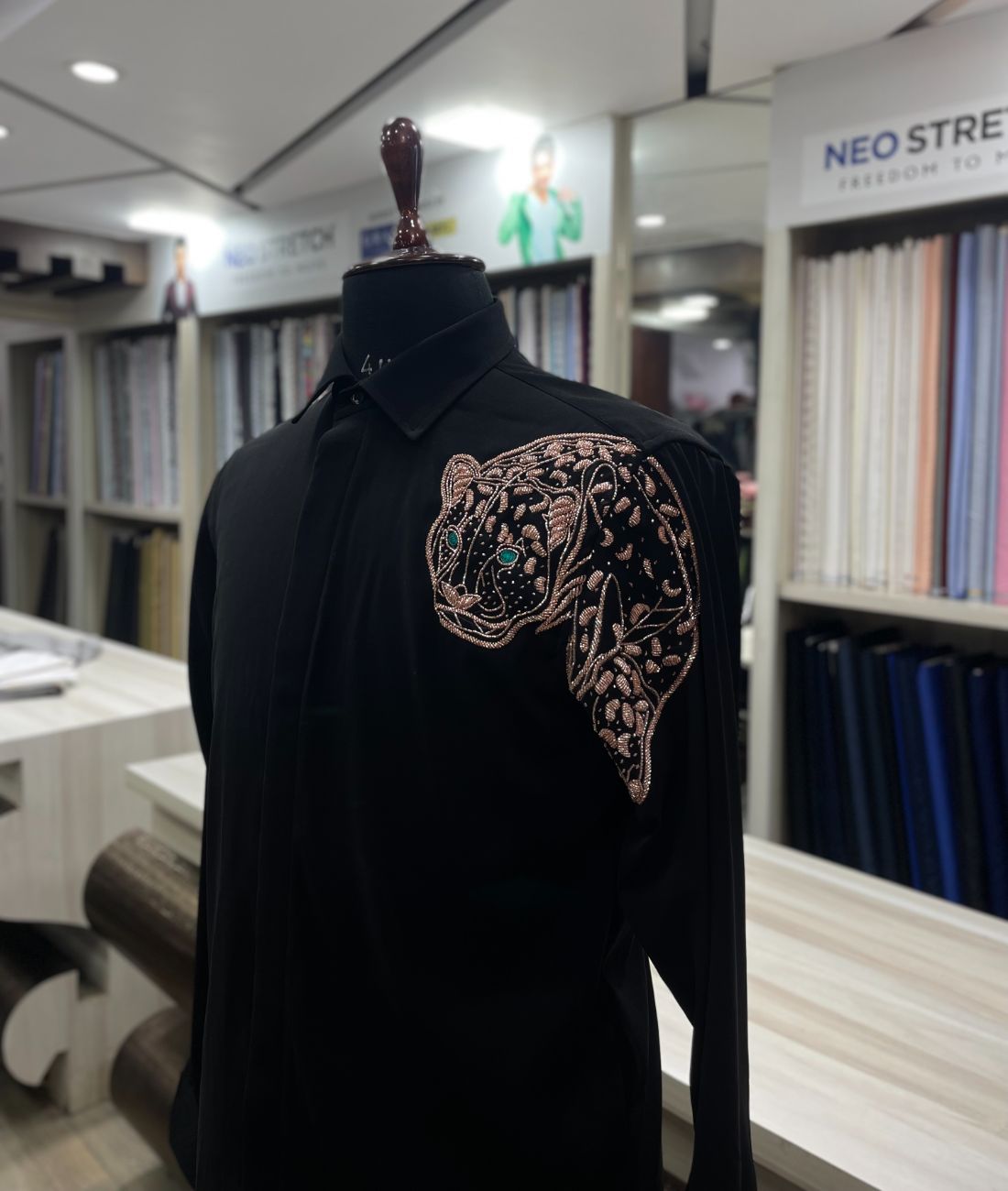 Lion Hand Embroidered Designer Shirt for Clubbing