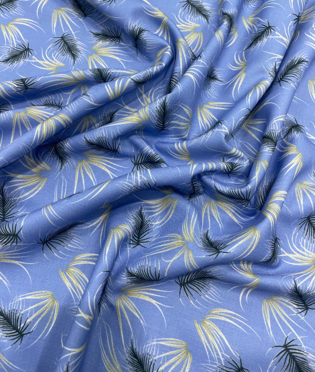 Sky Blue Printed Anti Wrinke Cotton Fabric for Men's Shirts & Kurta