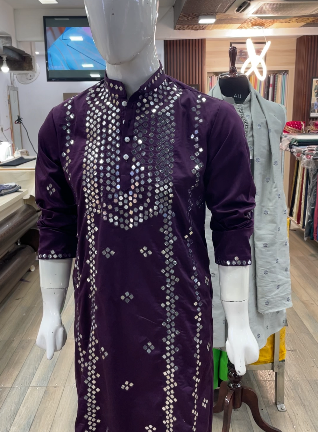 Real Mirror Work Heavy Kurta for Royal Wedding