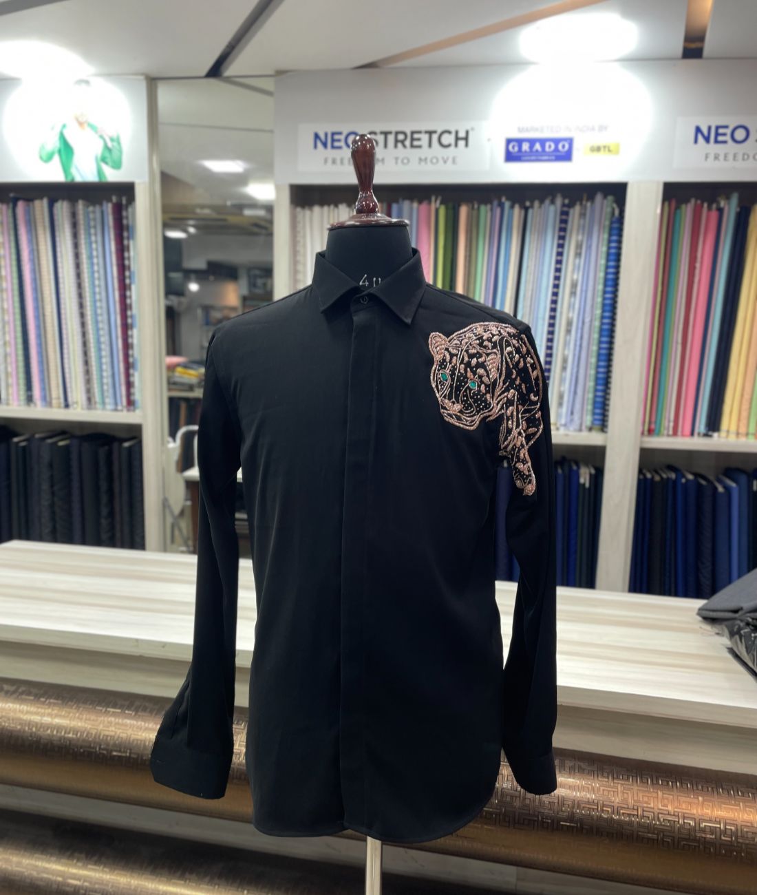 Lion Hand Embroidered Designer Shirt for Clubbing