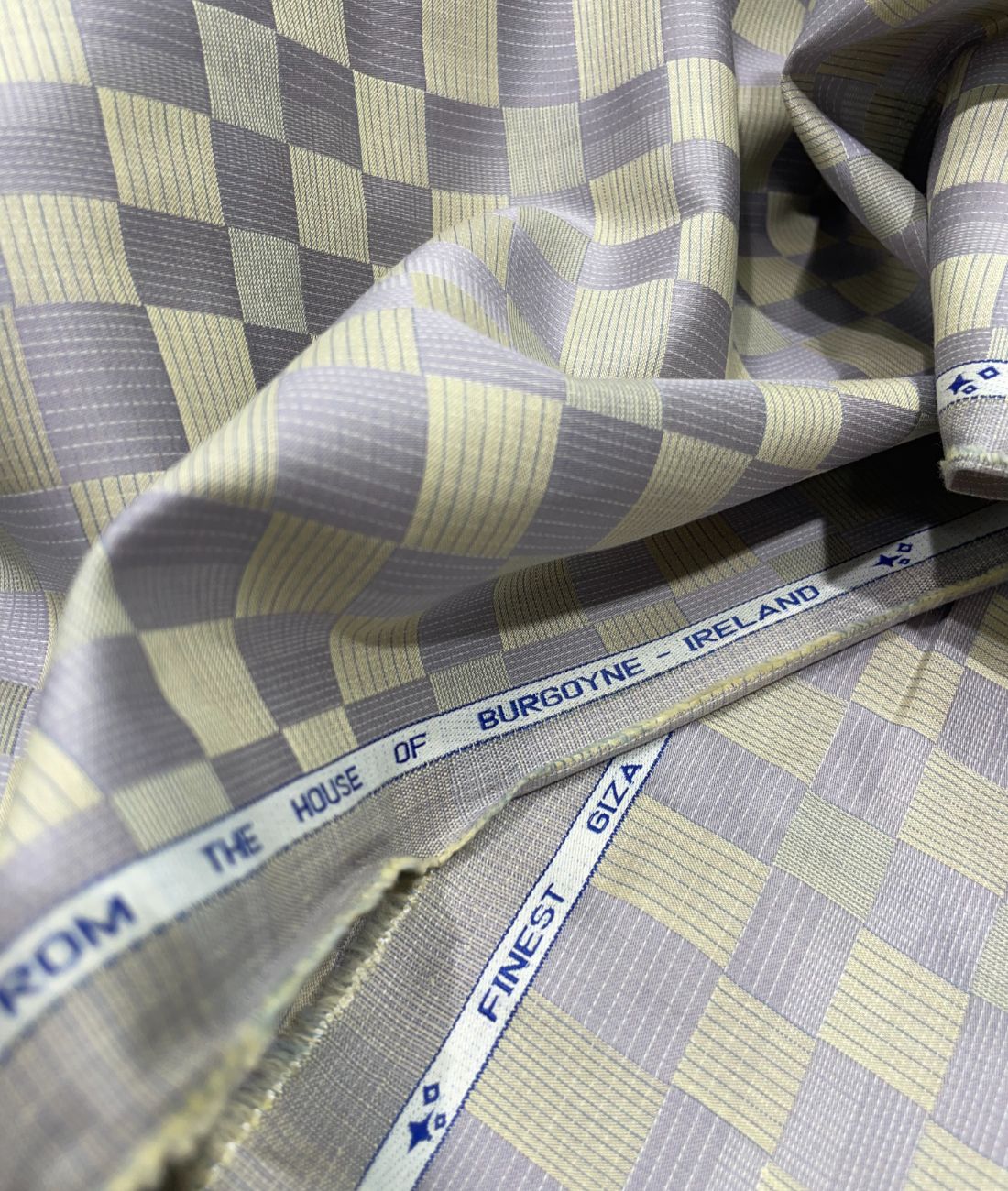 Burgoyne Luxury Blocks Checks Pattern Giza Cotton Fabric for Men's Shirt