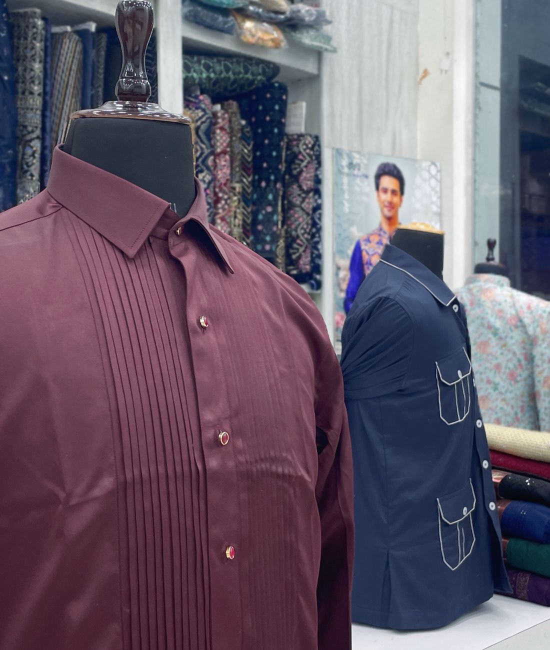 Wine Luxury Satin Tuxedo Shirt for Party or Event