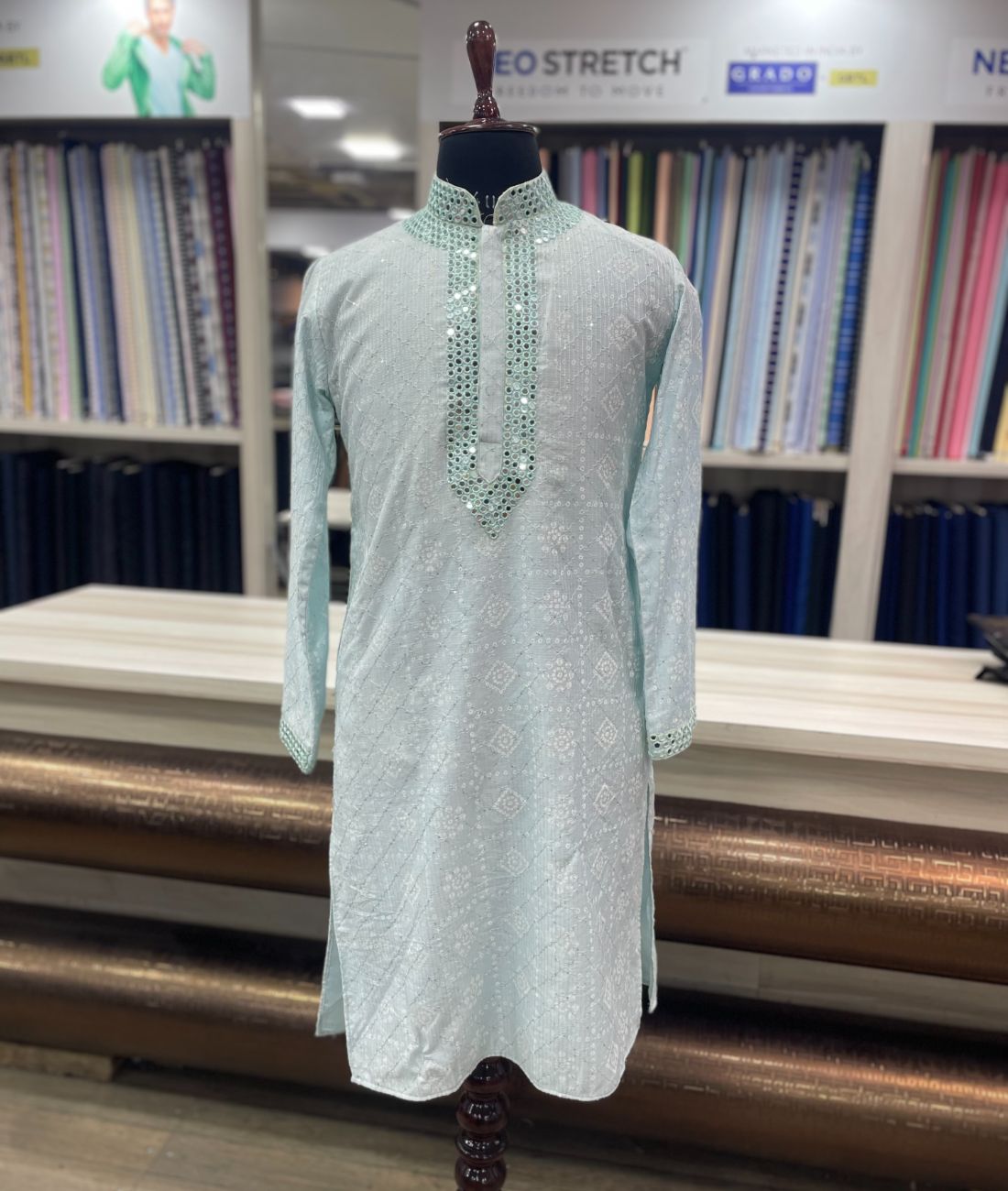 Real Mirror Work Luxury Hand Embroidered Kurta