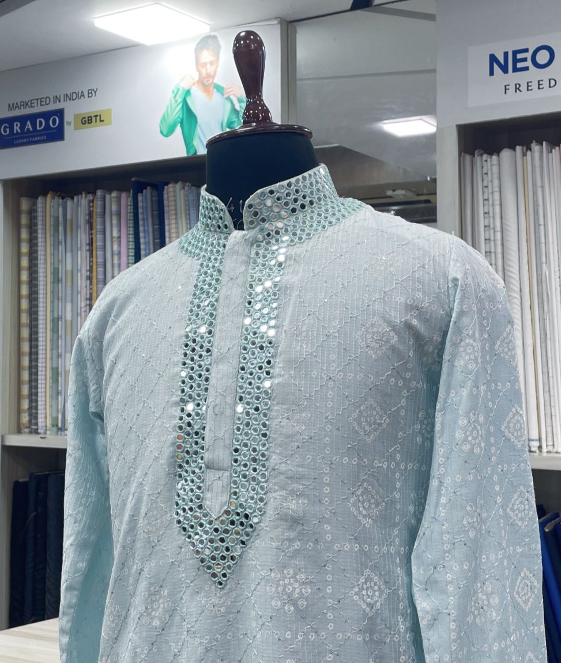 Real Mirror Work Luxury Hand Embroidered Kurta
