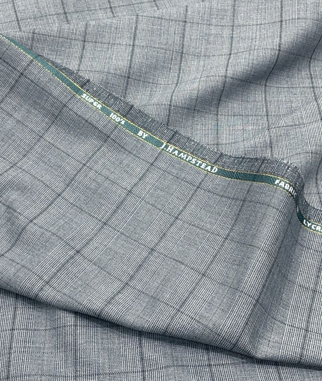 J.Hampstead Super 100's Counts Lycra Checkered Suiting Fabric for Suits & Pants