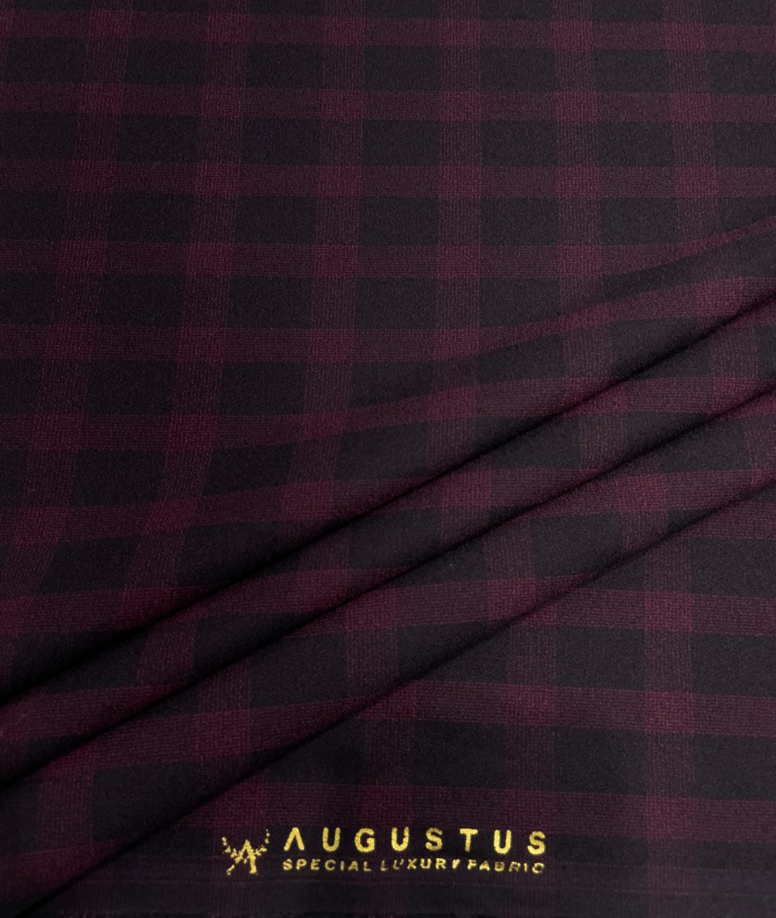 Augustus Wine & Black Stretchable Suiting Fabric for Suit & Blazer