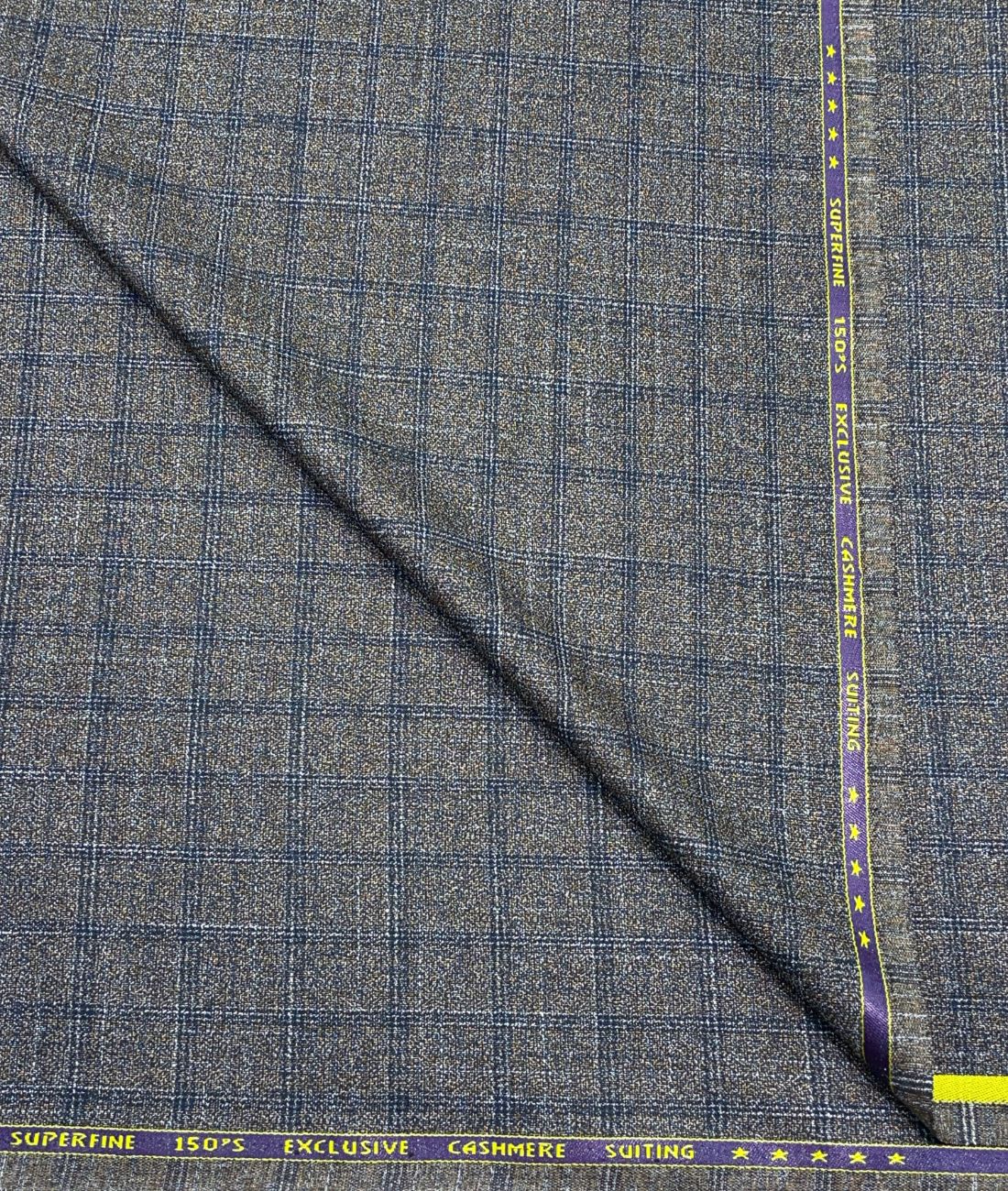 Spaadaa 180's Brown Wool Blend Checks Fabric