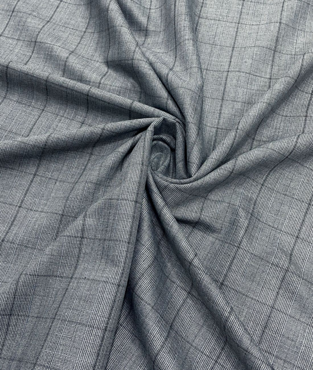 J.Hampstead Super 100's Counts Lycra Checkered Suiting Fabric for Suits & Pants