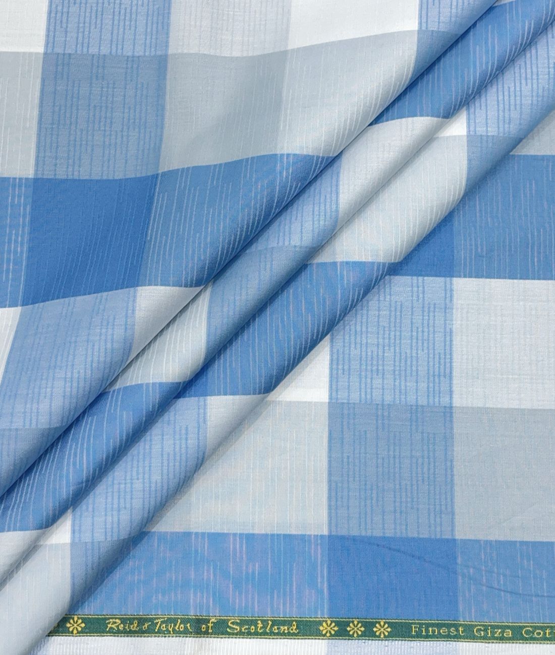 Reid & Taylor Luxury Giza Cotton Big Checks Fabric for Men's Shirt