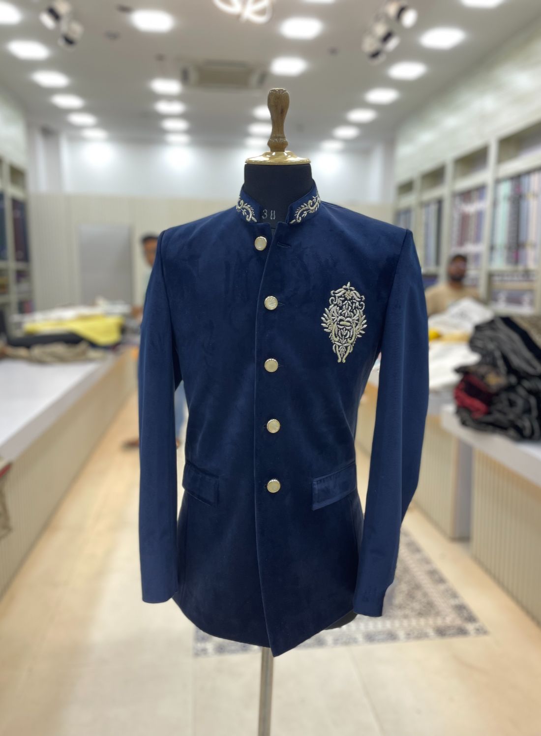 Luxury Velvet Hand Embroidered Bandhgala for Royal Wedding