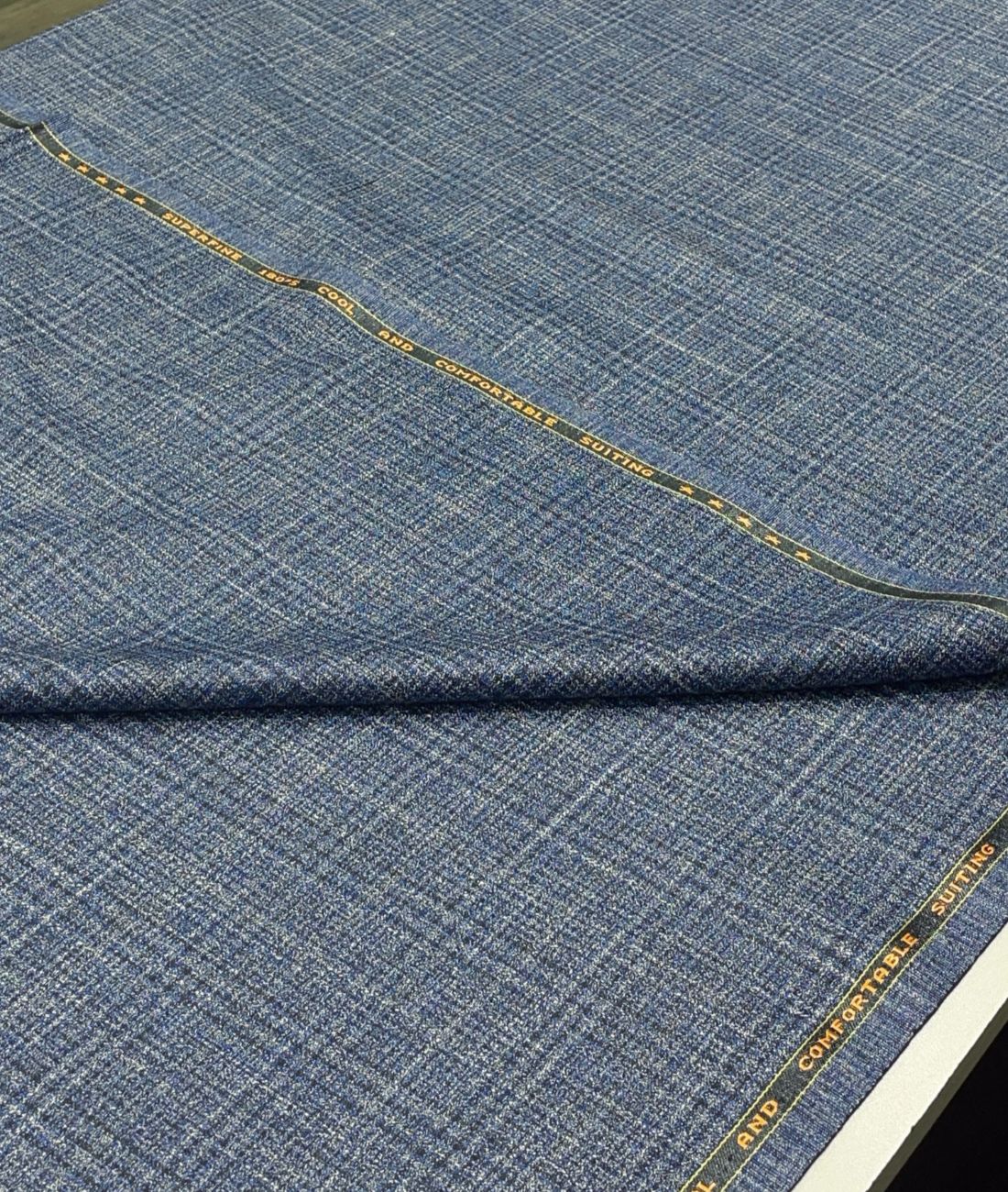 Spaadaa 180's Blue Wool Blend Checks Fabric