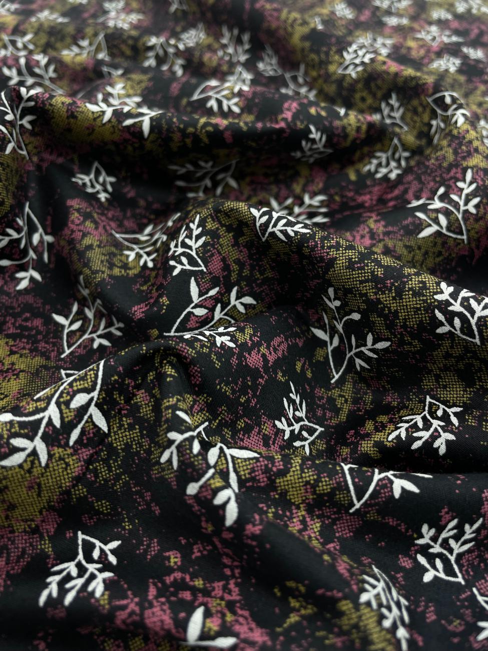 Brunello Ferragamo Floral Dark Print Giza Cotton Fabric
