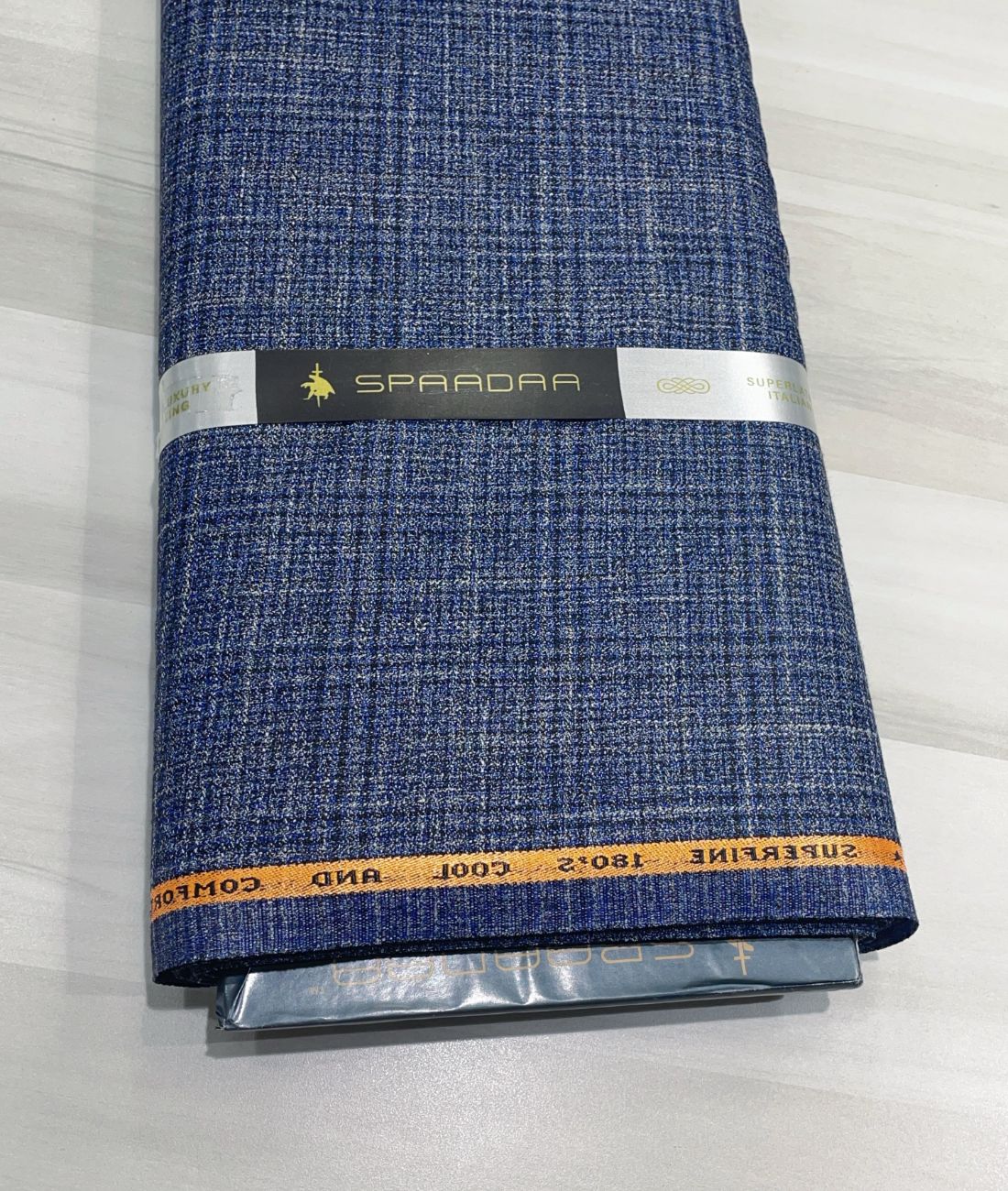 Spaadaa 180's Blue Wool Blend Checks Fabric