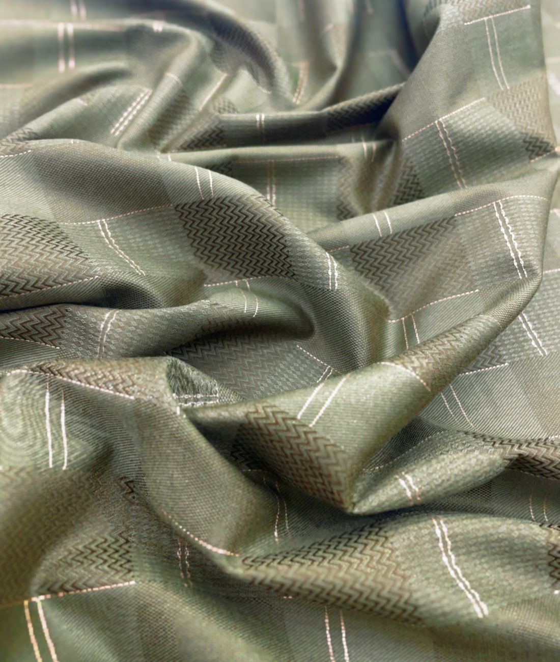 Olive Green Jacquard Giza Cotton Fabric for Shirt & Kurta