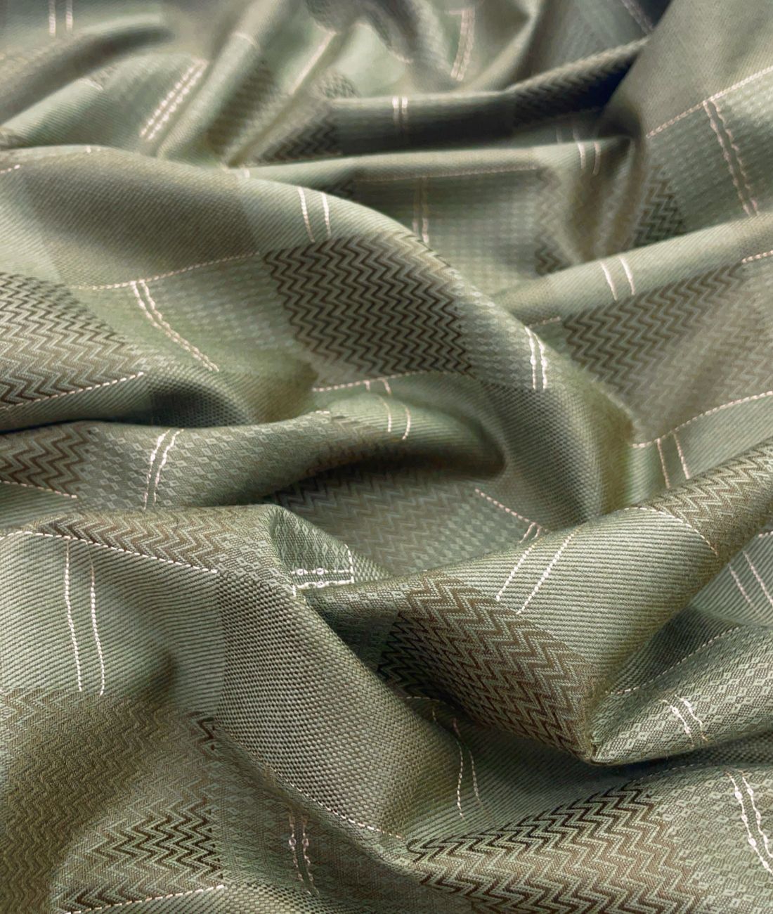 Olive Green Jacquard Giza Cotton Fabric for Shirt & Kurta