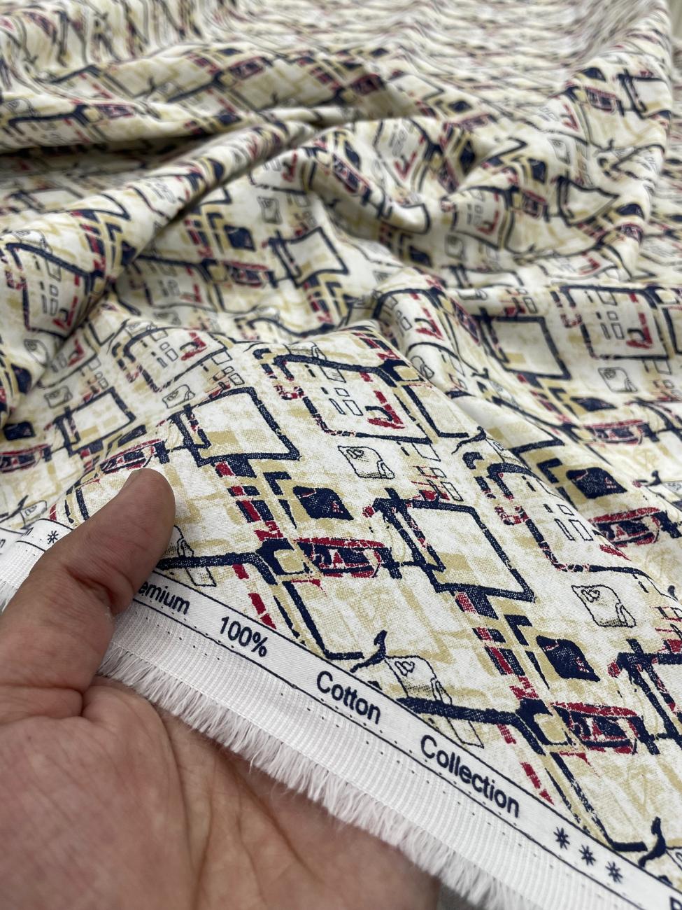 Brunello Ferragamo Printed Luxury Giza Cotton Fabric for Men's Shirt