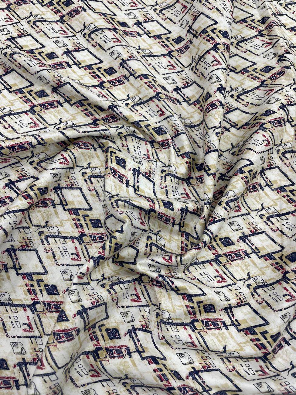 Brunello Ferragamo Printed Luxury Giza Cotton Fabric for Men's Shirt