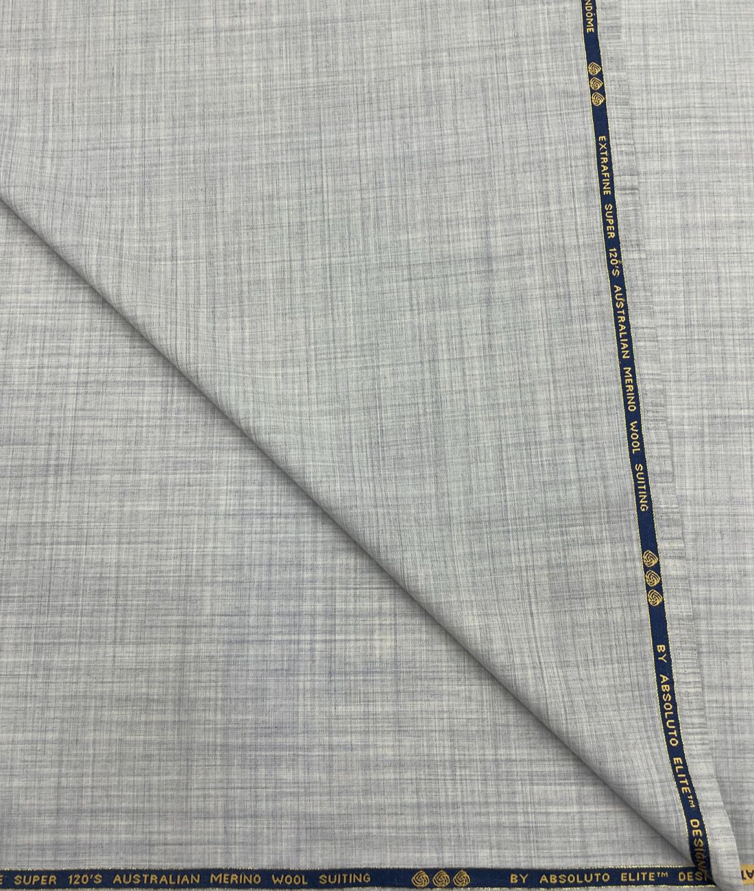 Absoluto Elite Luxury Grey Super 120's Counts Merino Wool Suiting Fabric