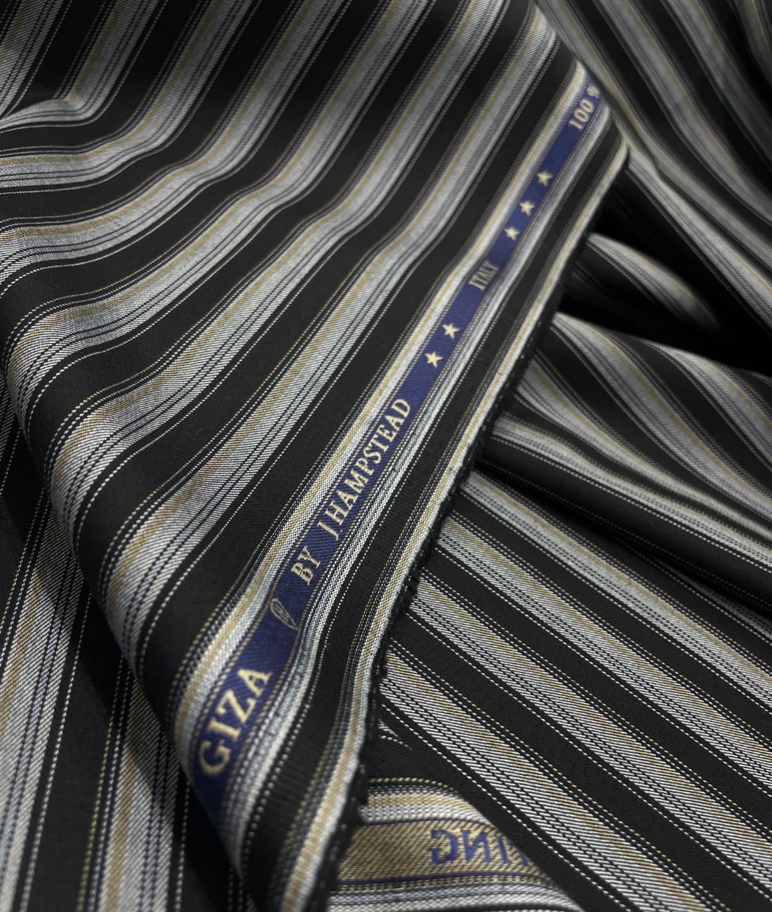 J.Hampstead Stripe Luxury 2 Ply Cotton Fabric for Premium Men's Shirt