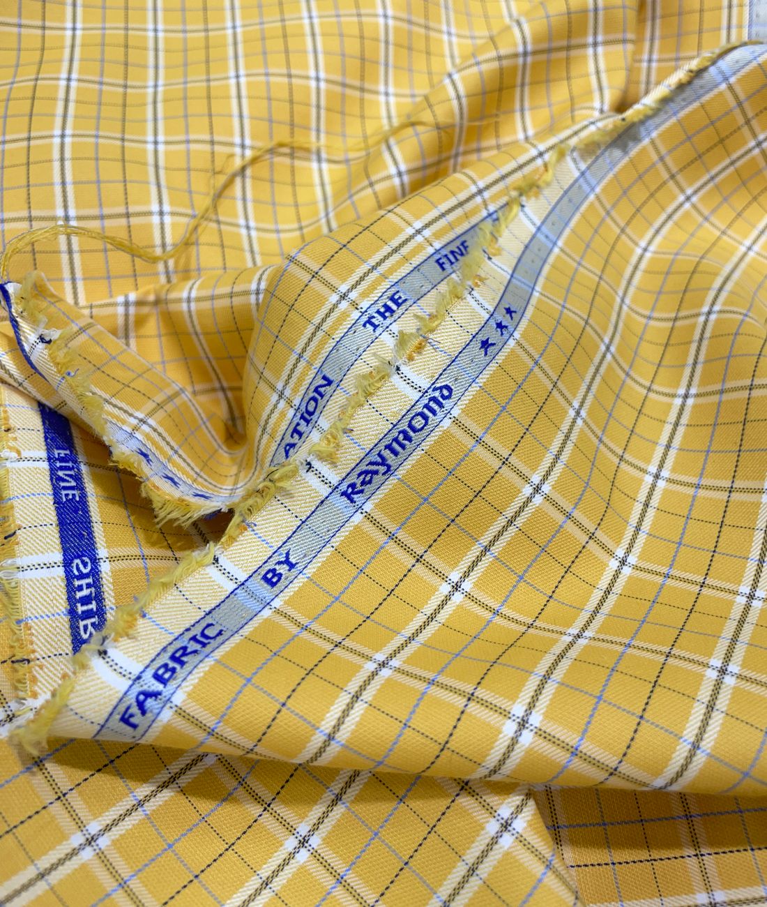 Raymonds Yellow Checks Premium Cotton Fabric for Men's Shirt