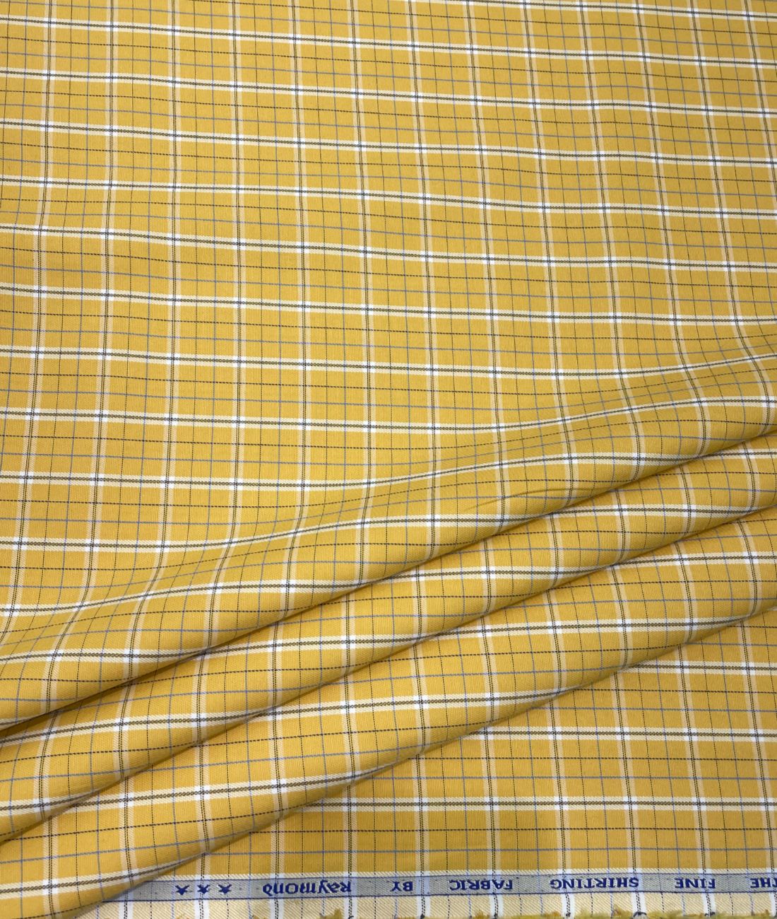 Raymonds Yellow Checks Premium Cotton Fabric for Men's Shirt
