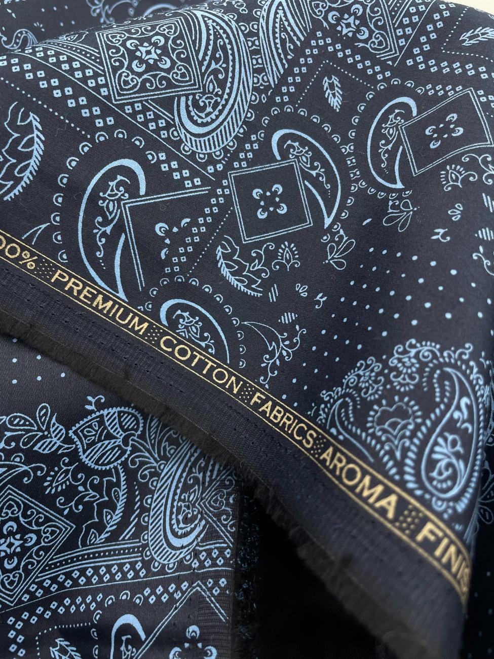 Brunello Ferragamo Italian Paisley Printed Luxury Giza Cotton Fabric