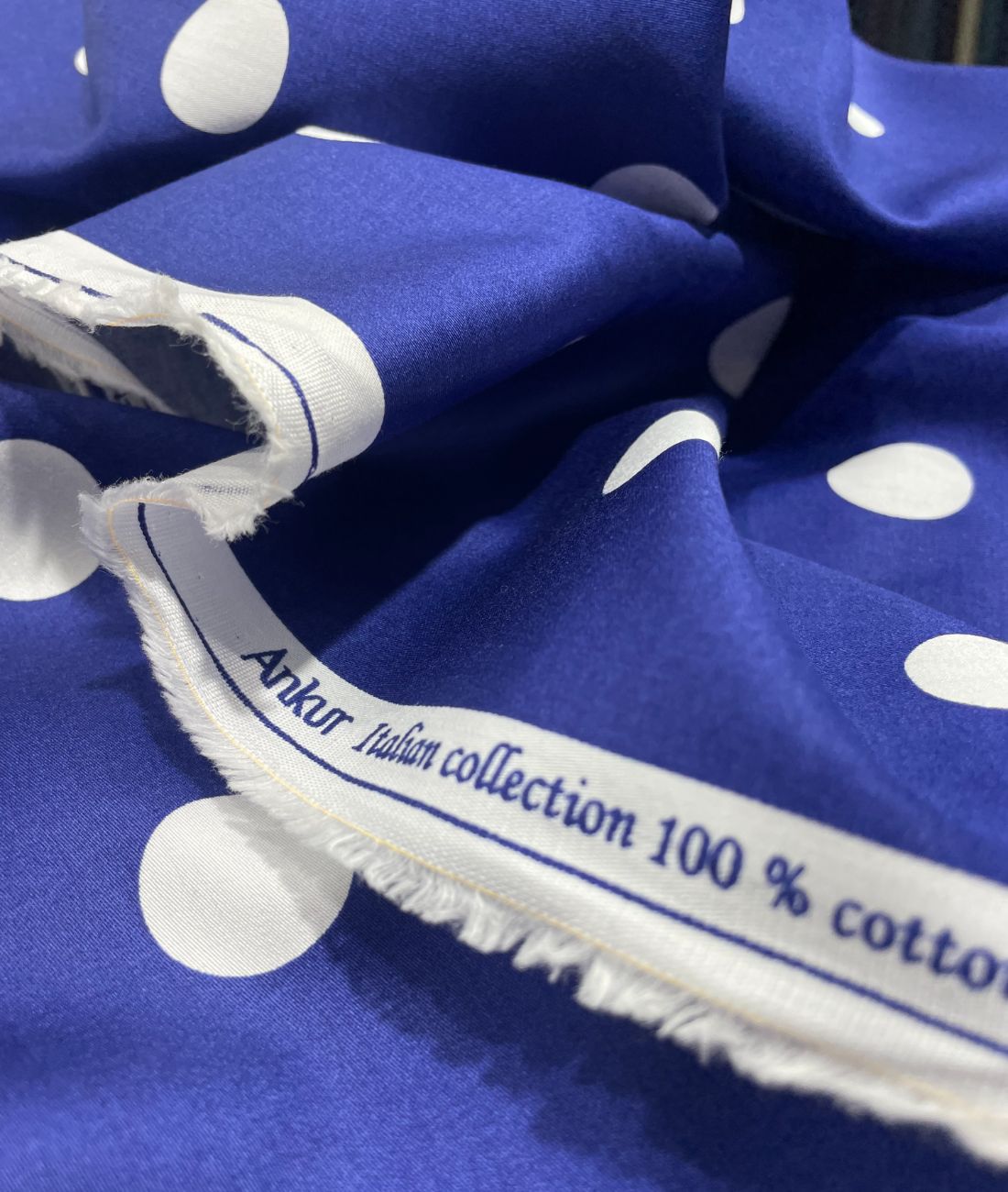 Designer Polka Dot Luxury Giza Cotton Shirt Fabric