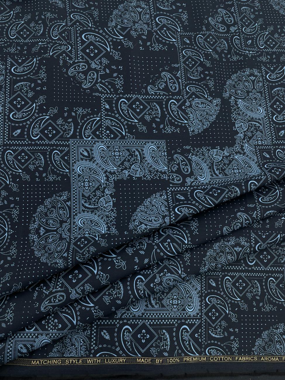 Brunello Ferragamo Italian Paisley Printed Luxury Giza Cotton Fabric
