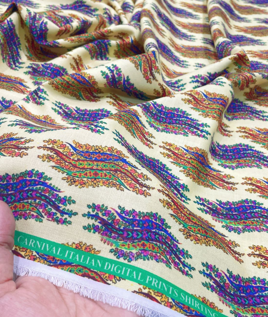 Paisley Breeze Printed Anti Wrinke Cotton Fabric for Men's Shirts & Kurta