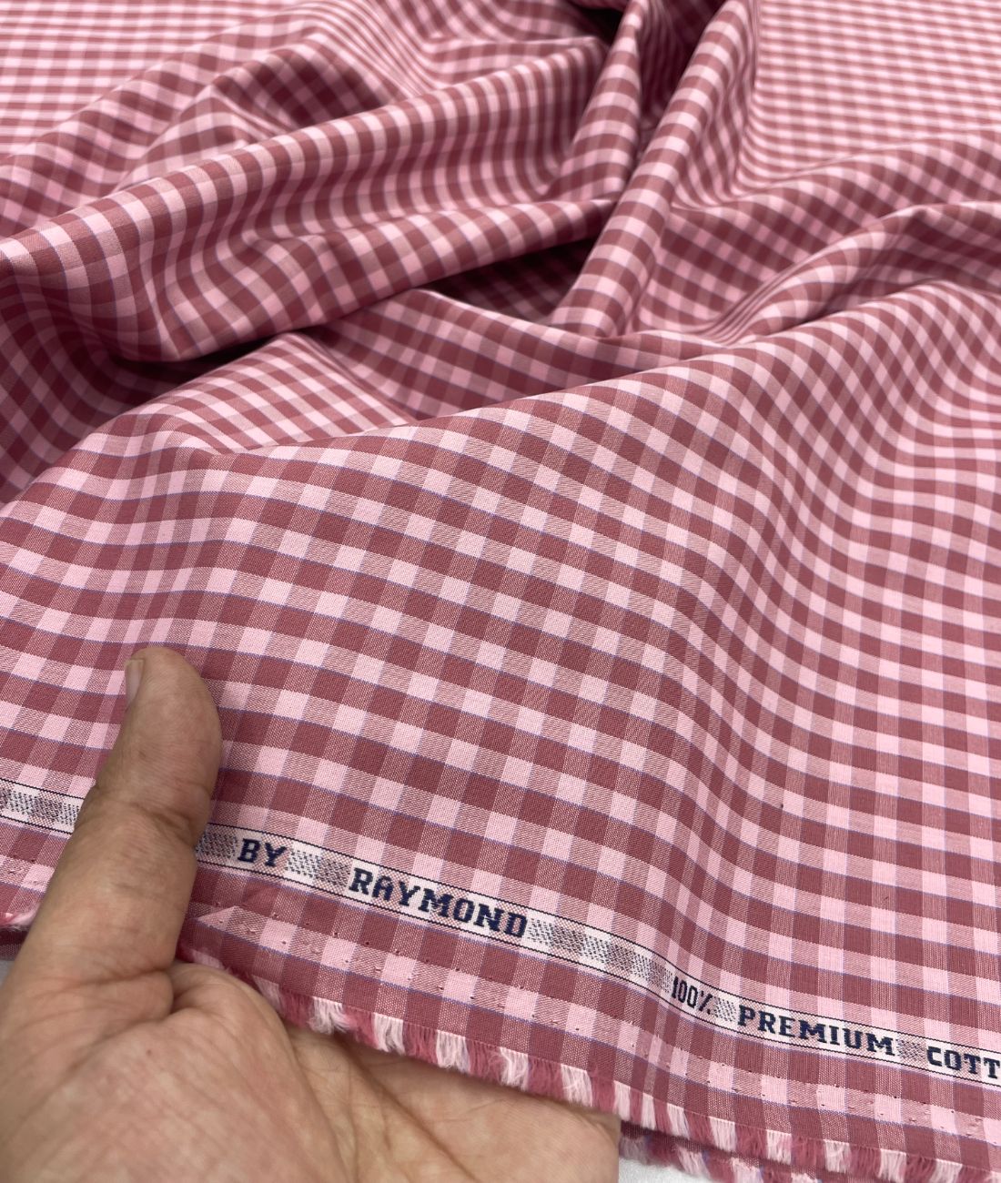 Raymond Small Check Premium Cotton Fabric for Men's Shirt
