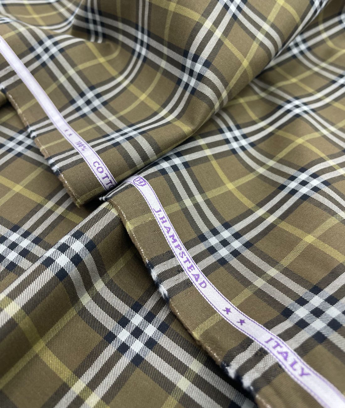 J.Hampstead Checks Luxury Giza Cotton Fabric for Mens's Shirt