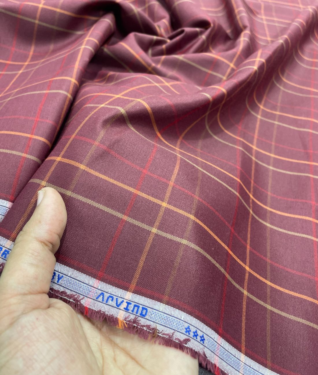 Arvind Thin Checks Luxury Cotton Fabric for Men's Shirt
