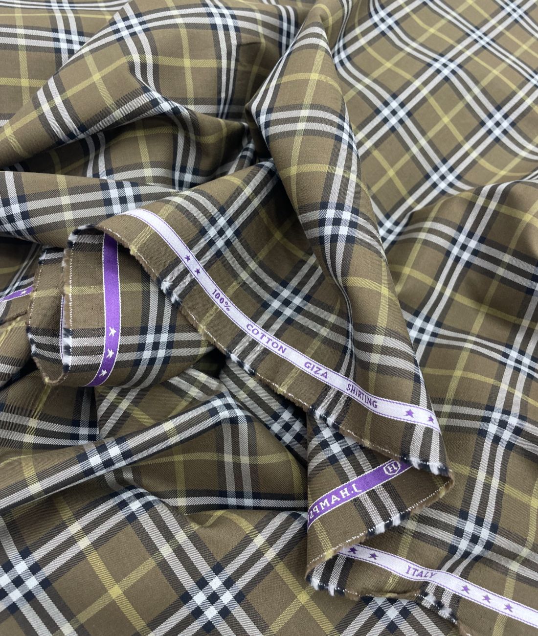 J.Hampstead Checks Luxury Giza Cotton Fabric for Mens's Shirt