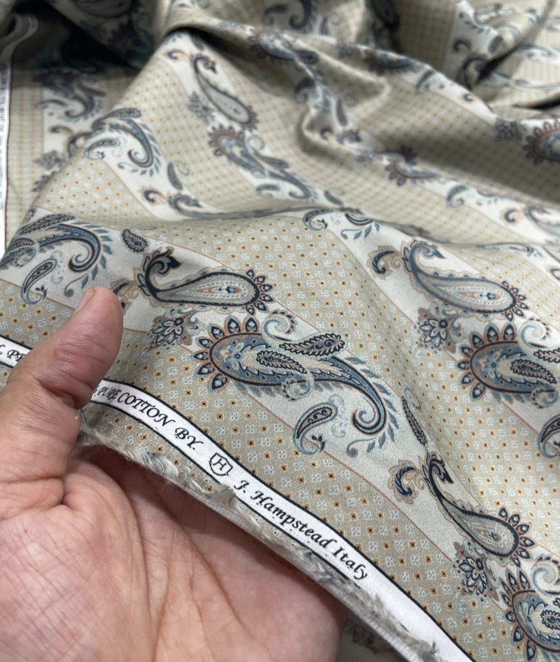 J.Hampstead Paisley Printed Luxury Giza Cotton Fabric for Shirts