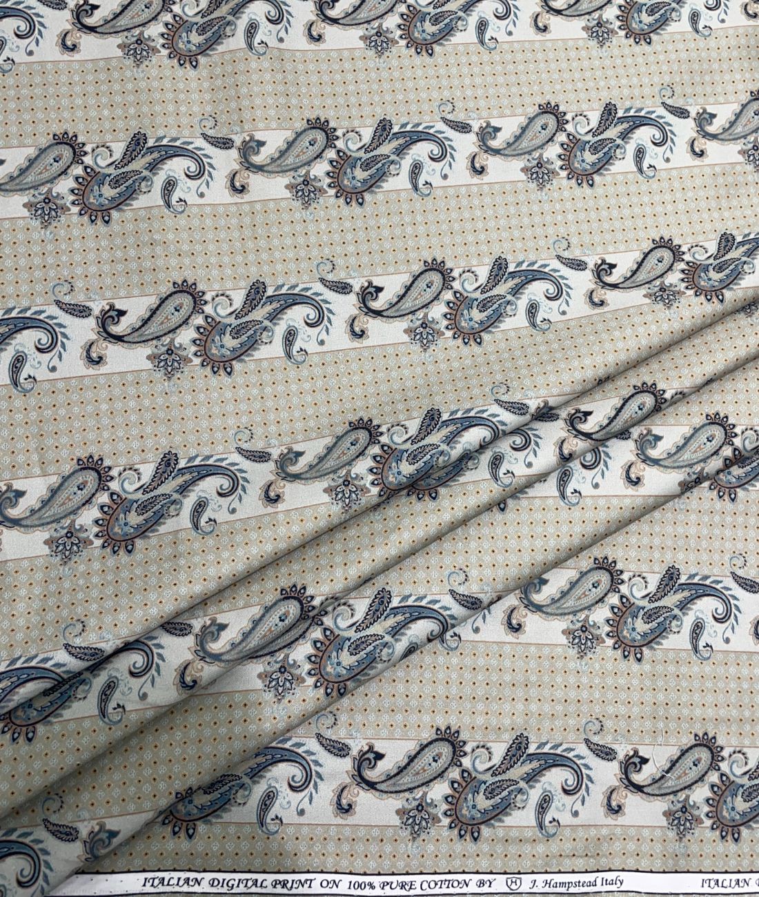 J.Hampstead Paisley Printed Luxury Giza Cotton Fabric for Shirts