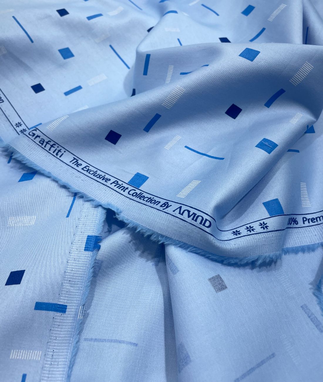 Arvind Tresca Graffiti Printed Luxury Giza Cotton Fabric for Men's Shirt