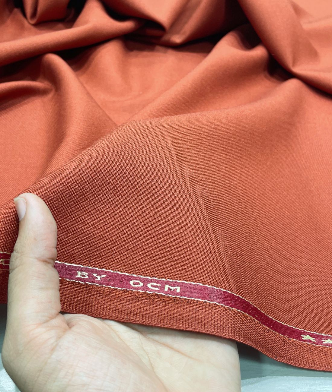 Ocm Orange Wool Blend Suiting Fabric