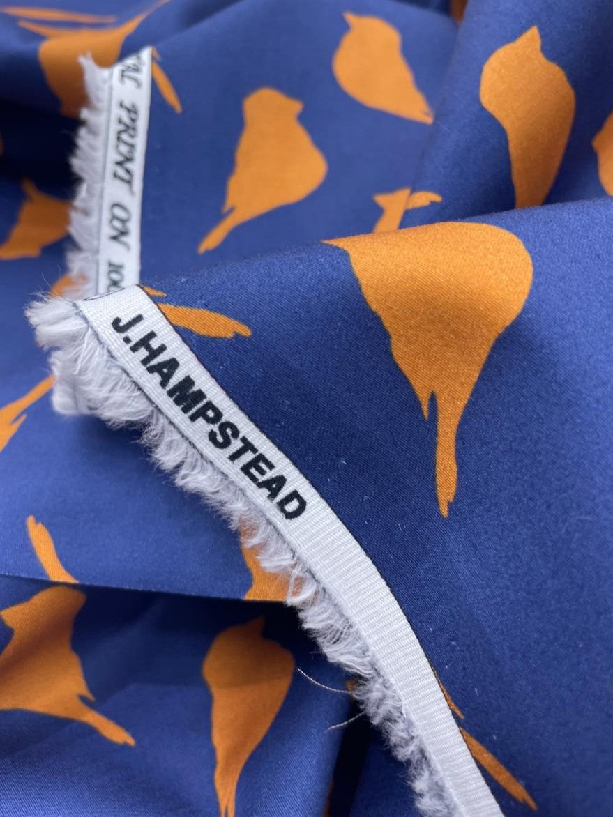 J.Hampstead Bird Print Luxury Giza Cotton Fabric for Men's Shirt